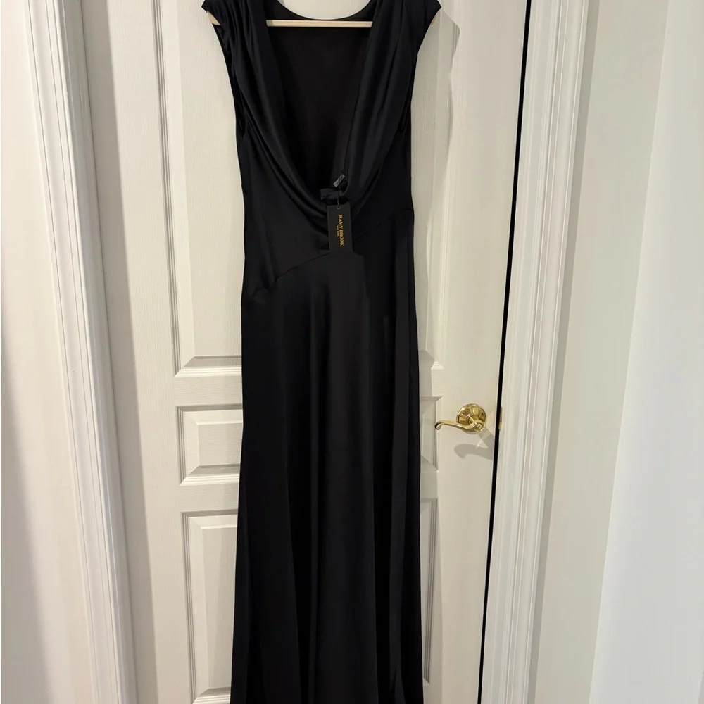 Ramy Brook Black Satin Joanna Gown Size 12 - Picture 4 of 10